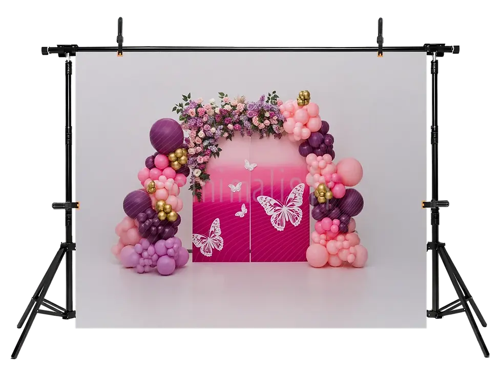 Miniatiūra: Pembe ve Mor Kelebek Temalı Arka Plan, Zarif Stüdyo Fonu