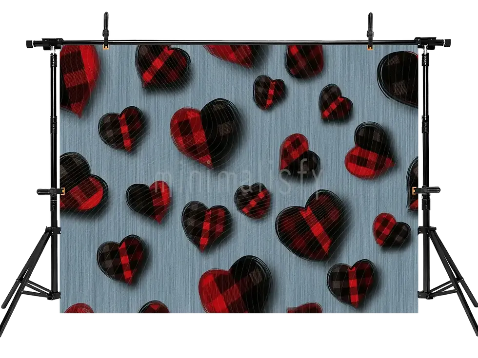 Miniature : Fond à motifs de cœurs rouges, toile de fond de studio