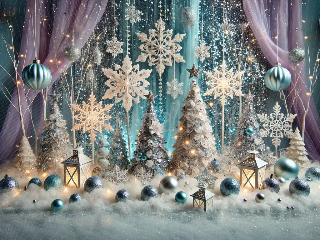 Kış Masalı Işıltılı Kar Temalı Arka Plan  – Stüdyo Fonu