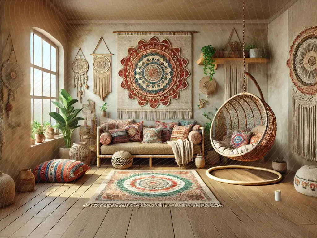 Bohem ve Sıcak Tonlarla Zenginleşen Stüdyo Arka Planı  Stüdyo Fonu