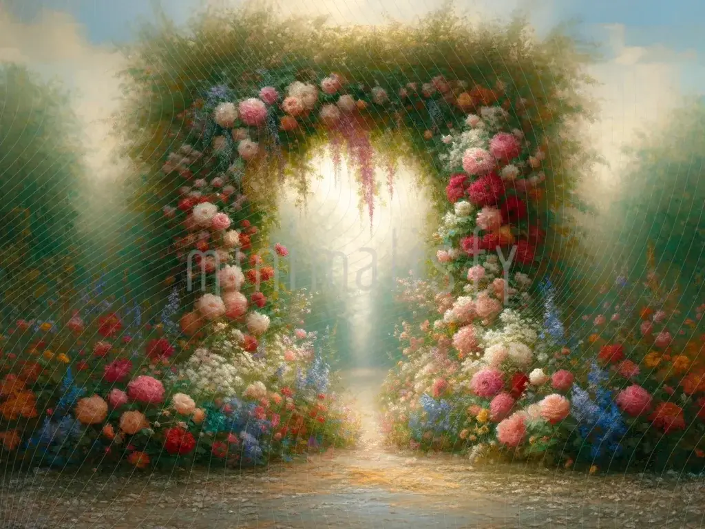 Magischer Blumentunnel: Pastoraler und romantischer Studiohintergrund