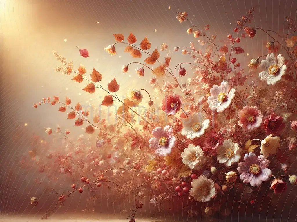 Фон с есенни цветя и листа – фон на студио