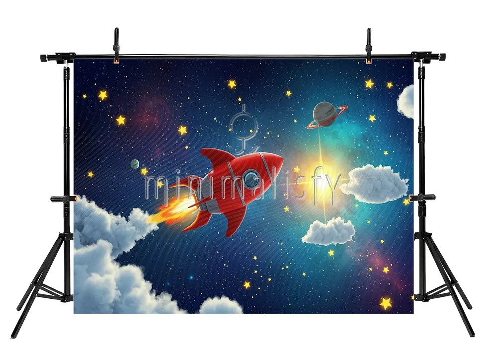 Küçük resim: Hayal Gücü Uzay Macerası Kırmızı Roket Duvar Kağıdı Stüdyo Fonu