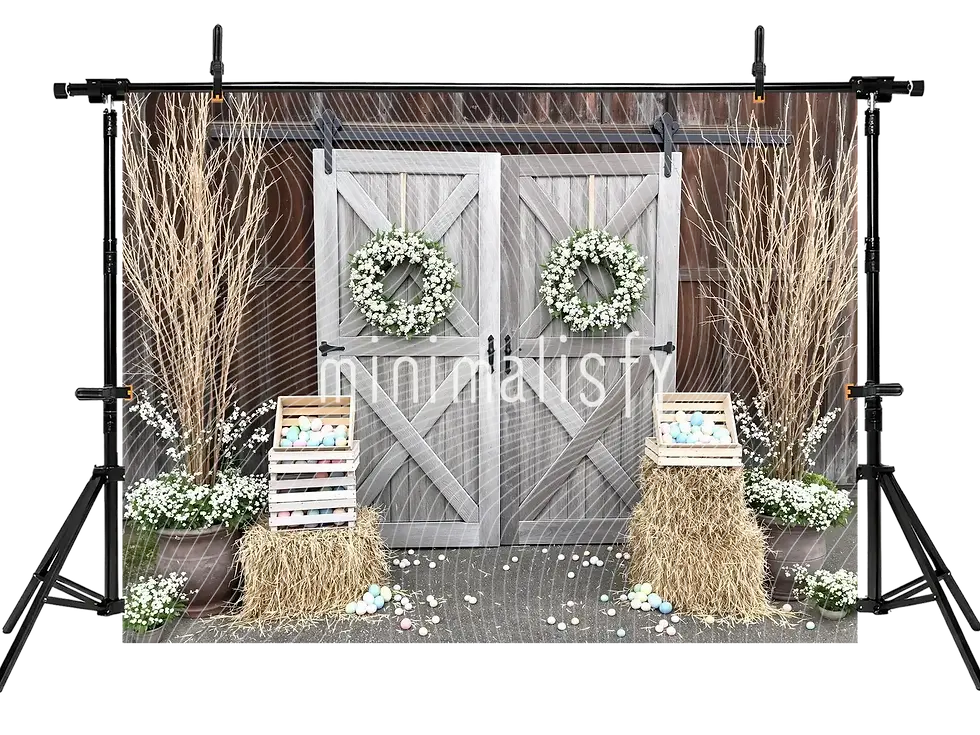 縮圖：四面板木门图像与可爱的自然背景，工作室背景