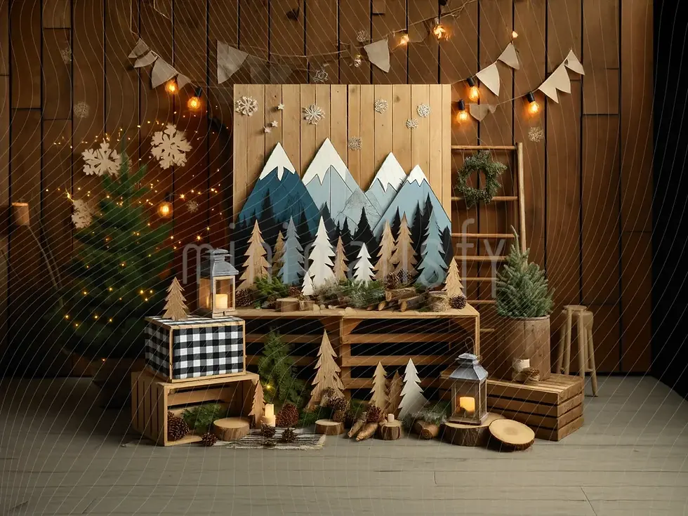 Fond d'écran rustique sur le thème de la montagne et de la nature en bois - Toile de fond pour studio