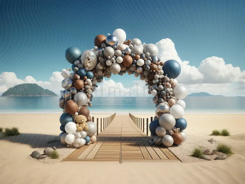 Ballons sur le thème de la plage - Toile de fond pour studio