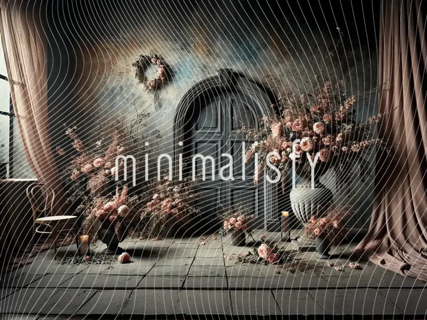 Arrière-plan floral romantique, toile de fond de studio