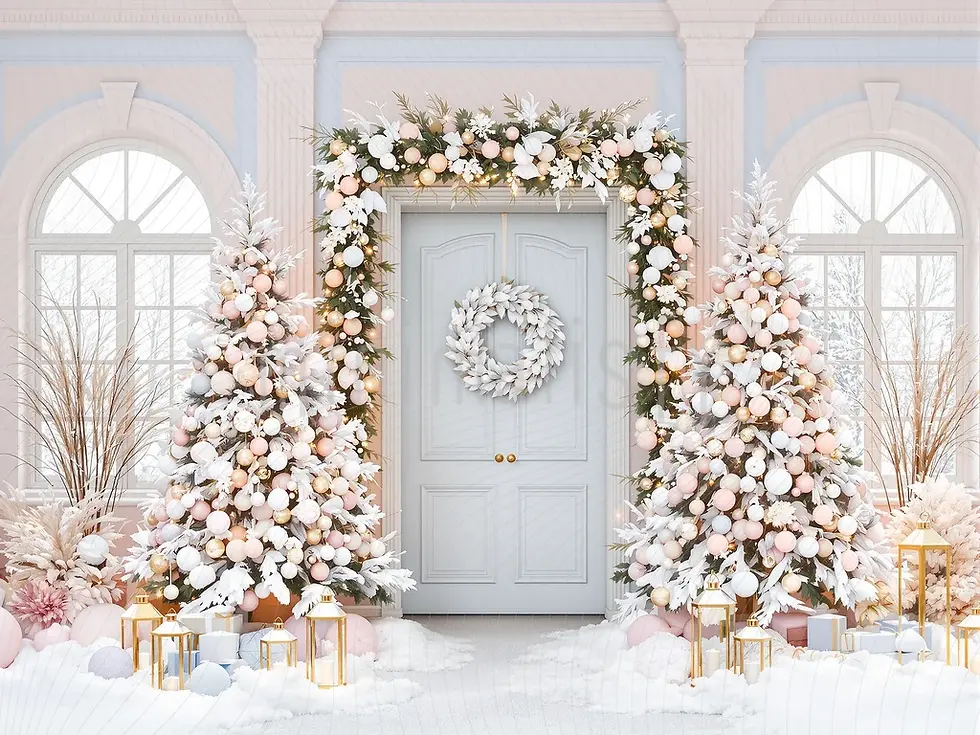 Toile de fond de studio élégante de Noël pastel et blanc
