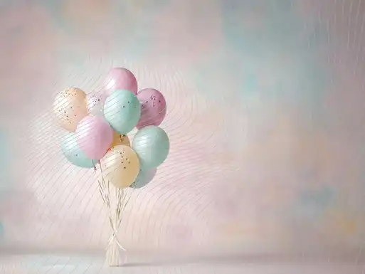 Renkli Balonlarla Pastel Arka Plan 200x150cm, Stüdyo Fonu
