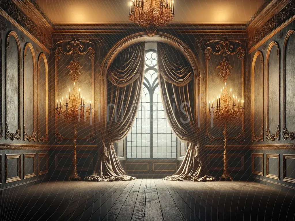 Klasik Saray Atmosferli Altın Detaylı Arka Plan  Stüdyo Fonu