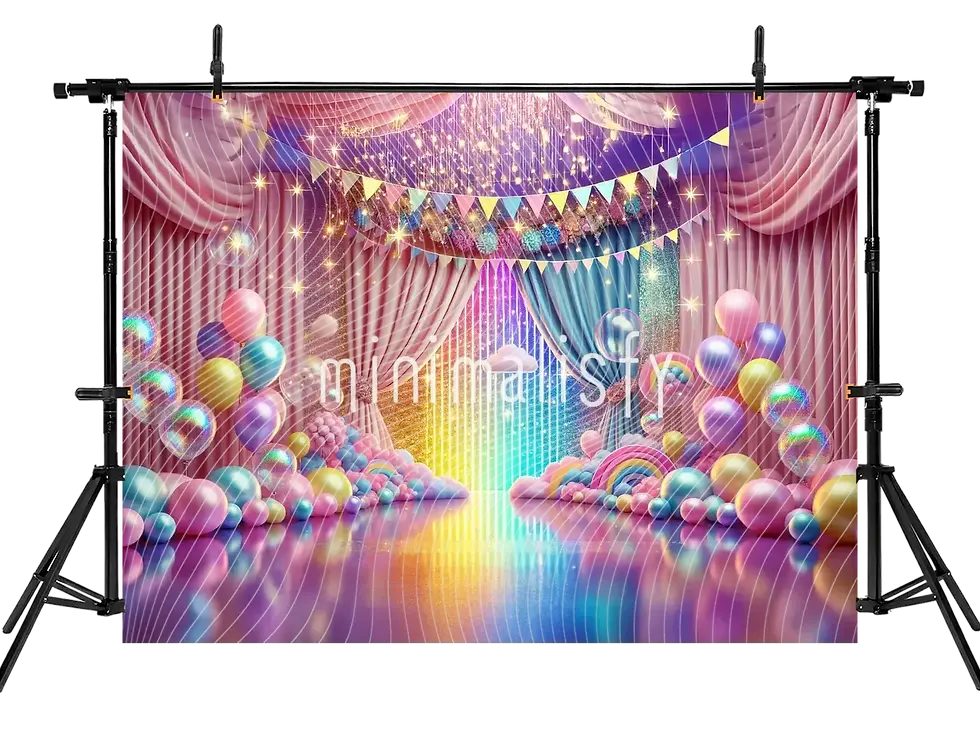 Sličica: Plešoče luči in pisani baloni: ozadje, ozadje studia