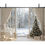 縮圖：Karlı Orman Manzarası Noel Ağacı Hediyeler Baskılı Kumaş Fon