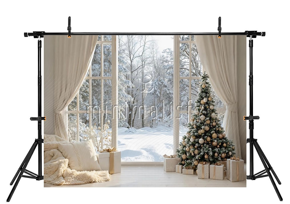 Миниатюра: Karlı Orman Manzarası Noel Ağacı Hediyeler Baskılı Kumaş Fon