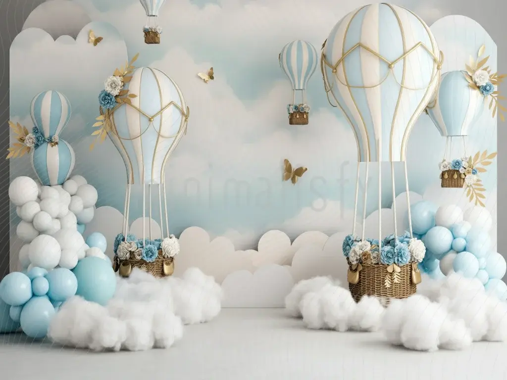 Studio Backdrop with Fairytale Balloons in the Sky