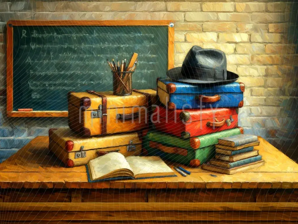 Retro Okul Temalı Arka Plan  - Stüdyo Fonu
