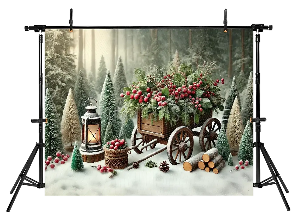 Miniature : Jardin d'hiver et voiture décorative en arrière-plan - Arrière-plan de studio