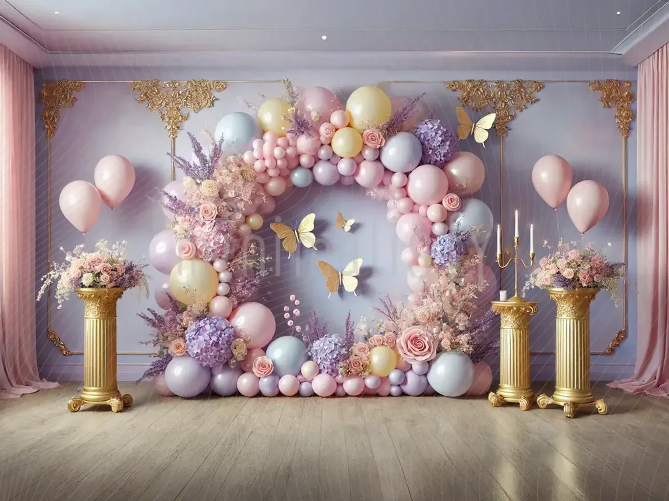 Pastel Renklerle Şenlenen Balonlu Arka Plan, , Stüdyo Fonu