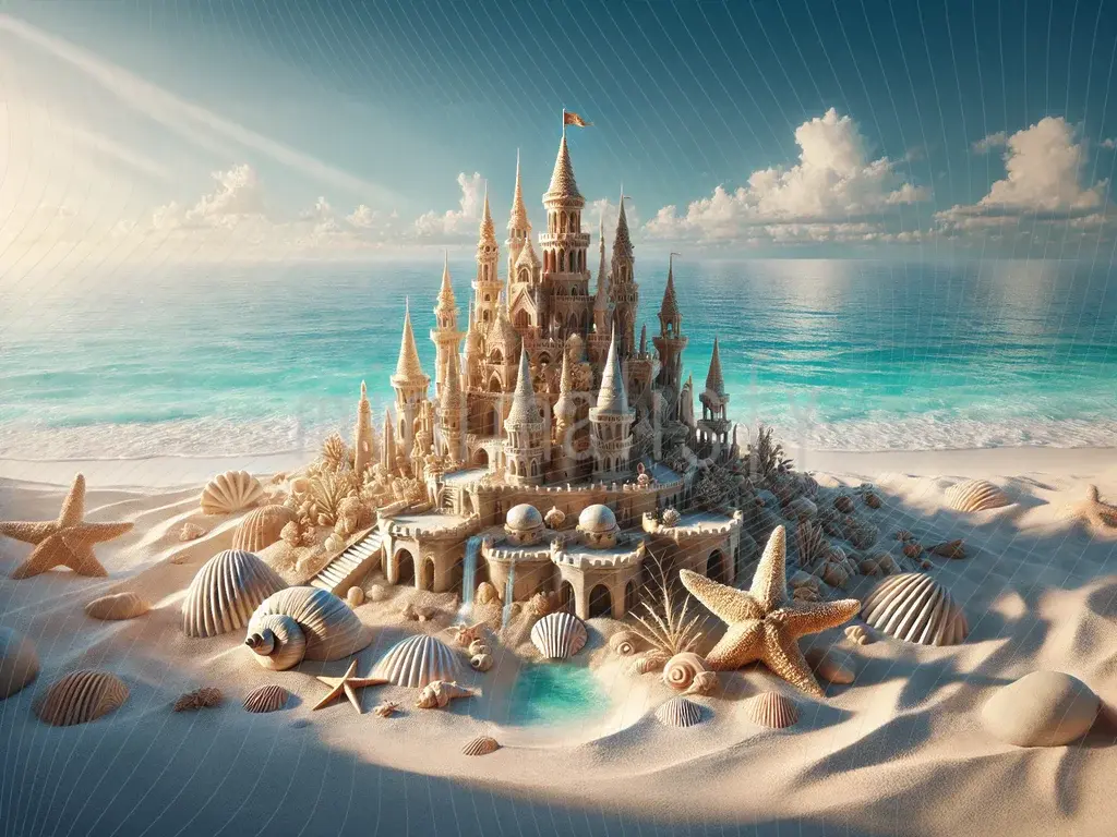 Sand slot og muslingeskaller baggrund - Fairytale Beach Studio baggrund
