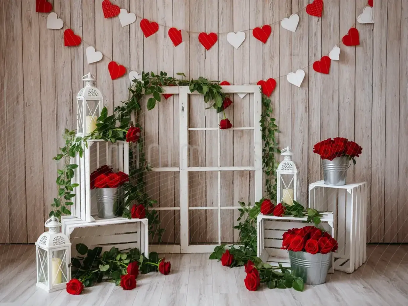 Romantik Kırmızı Güller ve Kalpleriyle  Arka Plan, Stüdyo Fonu