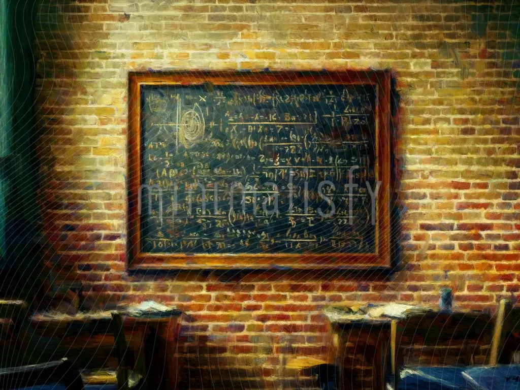 Murstensvæg og matematik tavle-tema baggrund, retro klasseværelse studie baggrund