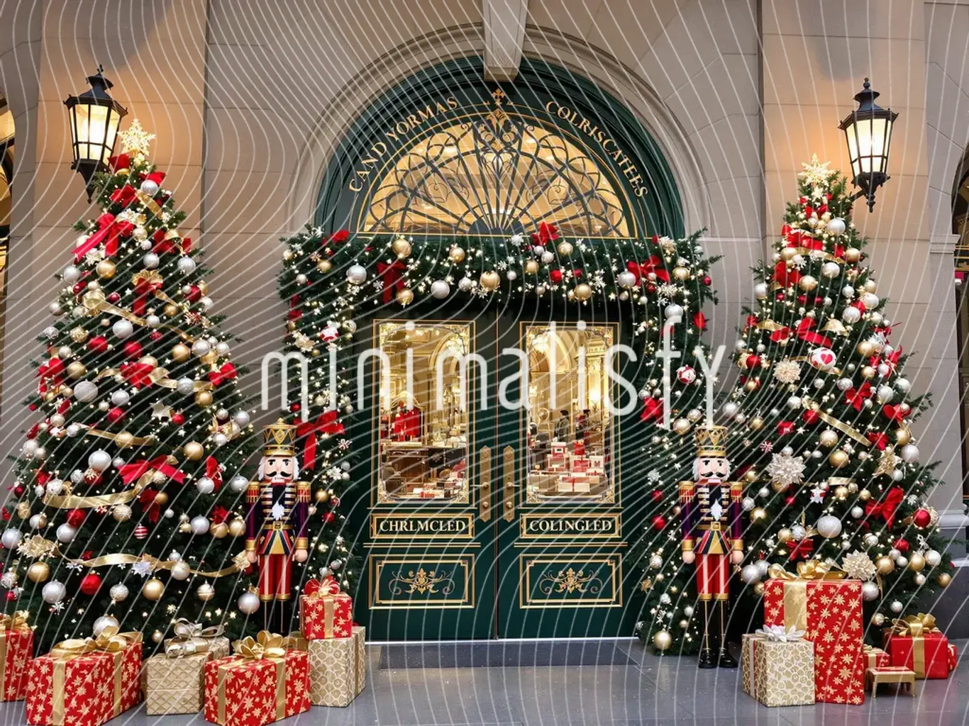 Şenlikli Arka Plan: , Noel Temalı Renkli Ağaçlar ve Hediye Kutuları Stüdyo Fonu