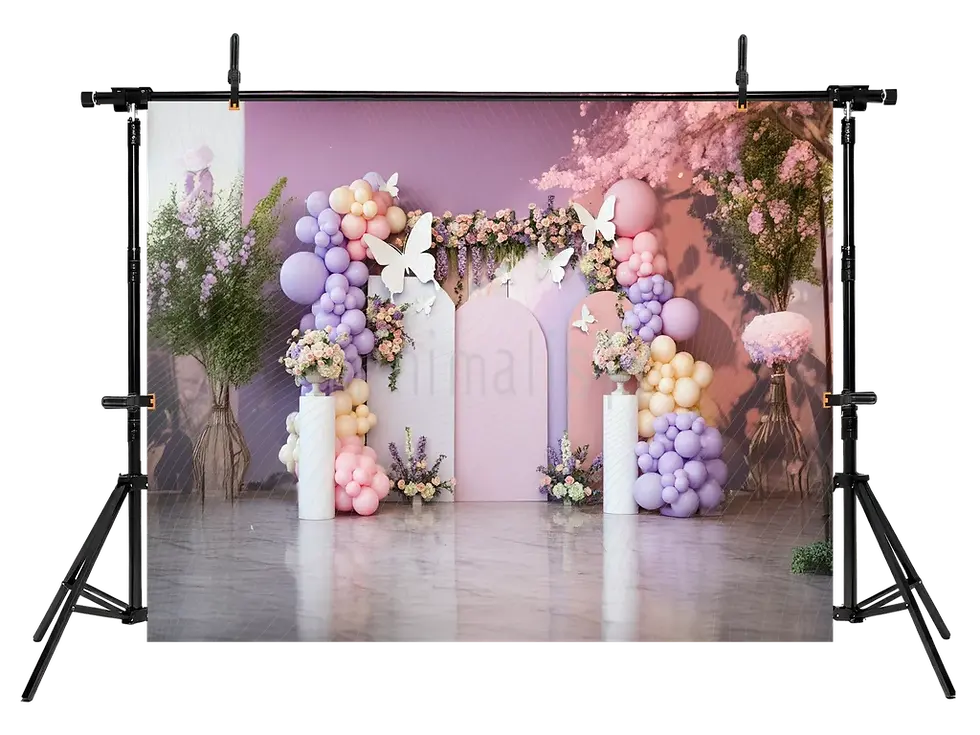 Miniatiūra: Bahar Temalı Kelebekli Arka Plan, Zarif ve Pastel Stüdyo Fonu