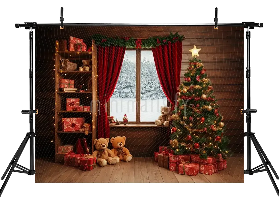 Миниатюра: Теплый и праздничный студийный фон с волшебным зимним пейзажем