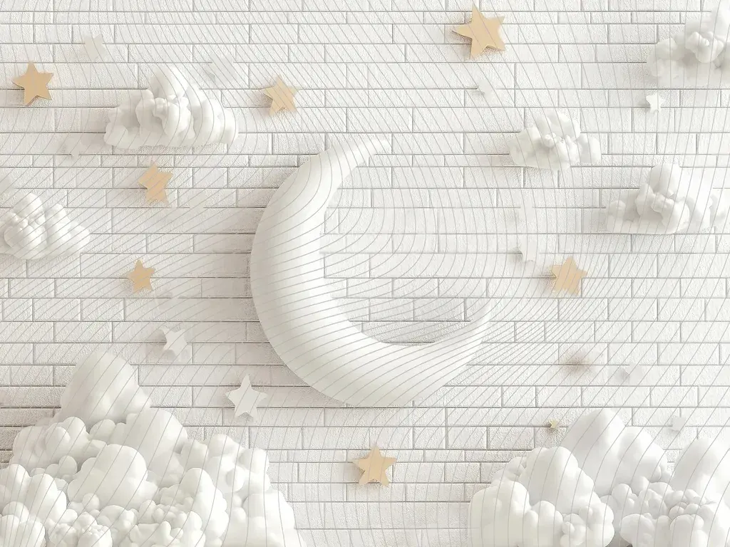 Fundo branco deslumbrante com estrelas e lua 200x150 cm, cenário de estúdio