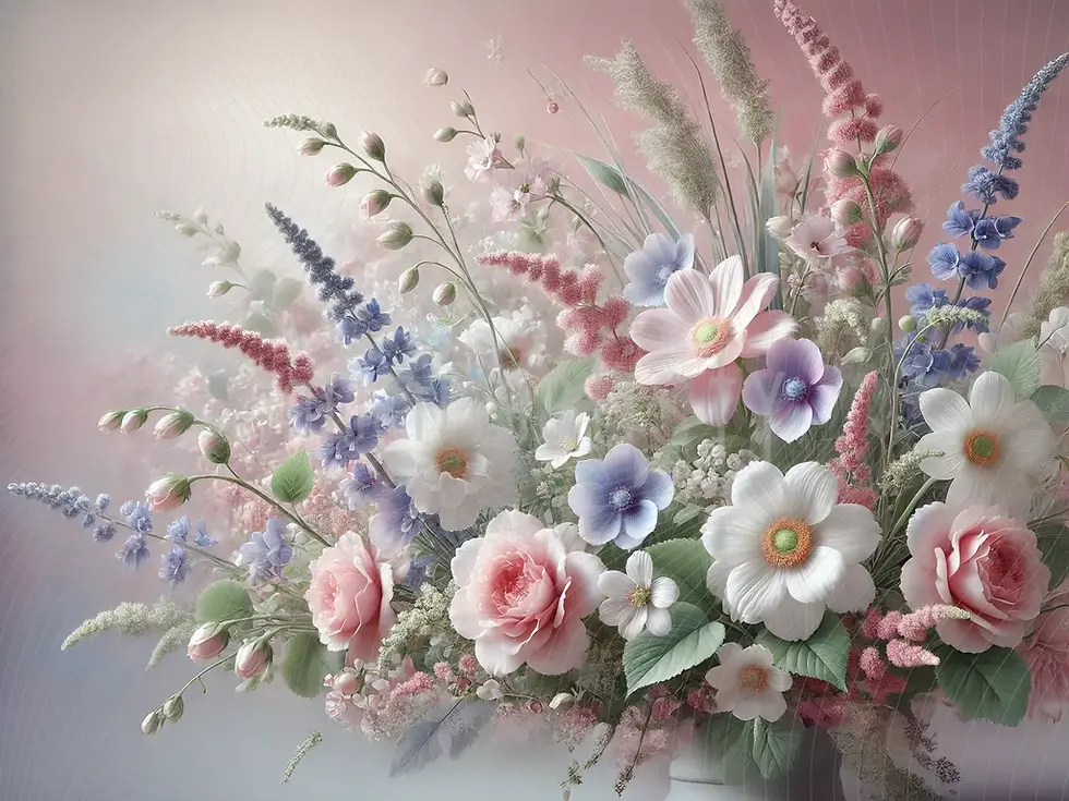 Bouquet de fleurs pastel fascinant arrière-plan studio toile de fond