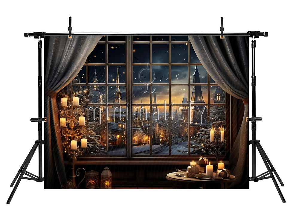 Miniatura: Büyülü Kış Penceresi Yeni Yıl Temalı Fotoğraf Arka Fonu