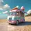 Miniature : Fond de camion de crème glacée aux couleurs pastel, toile de fond de studio