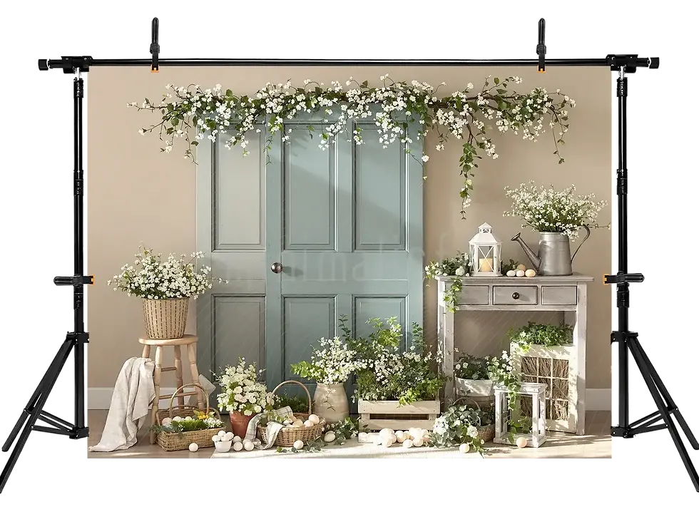サムネイル： 春の花がいっぱいの背景、スタジオの背景