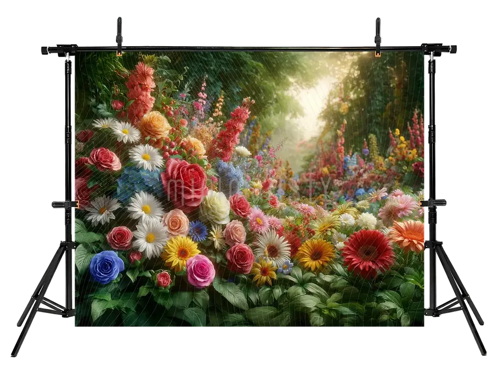 縮圖：色彩之舞：春日花园背景 - 工作室背景