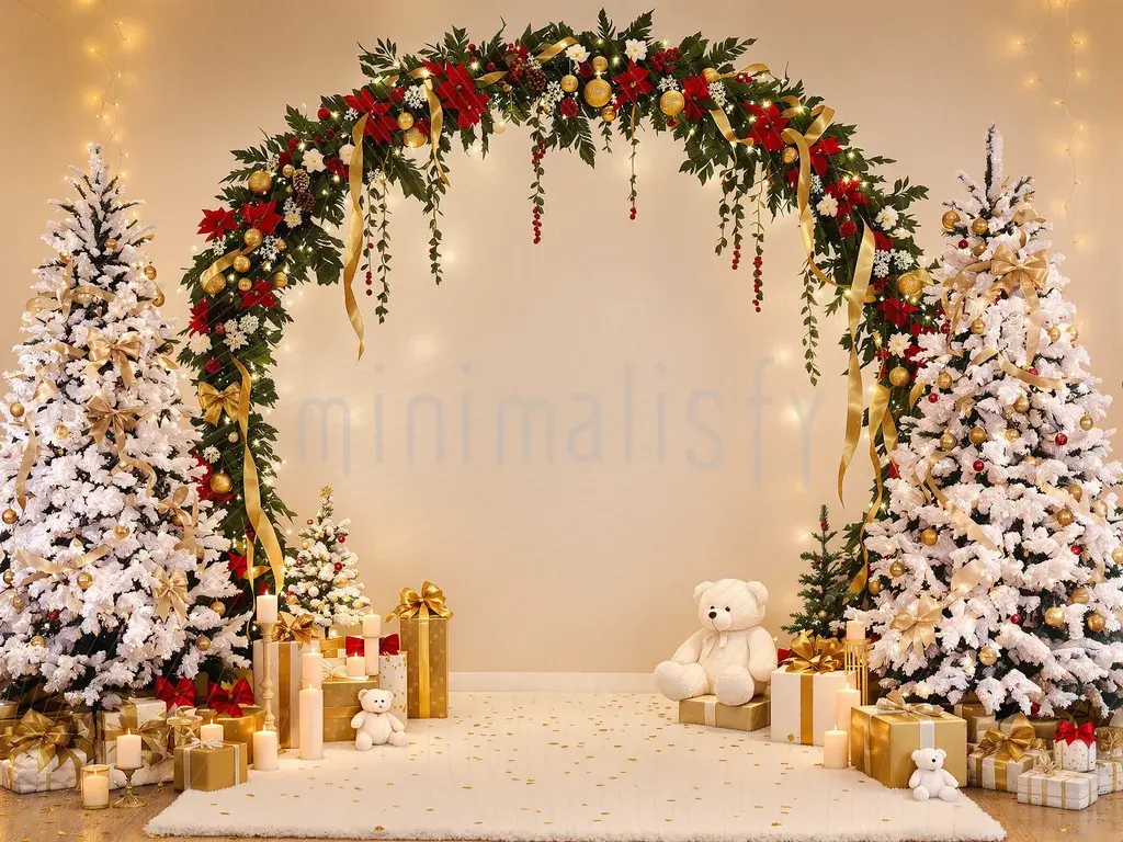 Noel Zarafeti: Altın ve Beyaz Temalı Arka Plan  Stüdyo Fonu