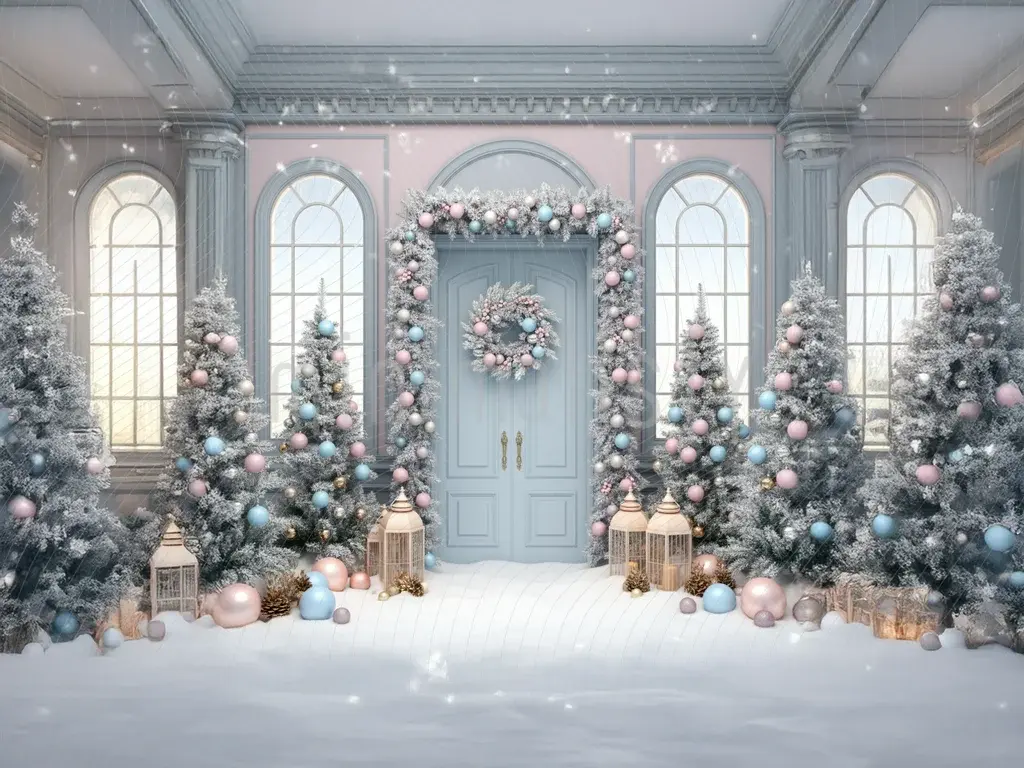 Magiczny Pałac Zimowy: Pastelowe Tło Świąteczne Studio