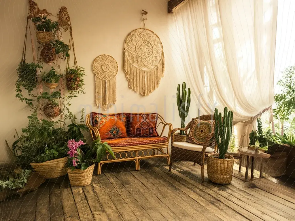 Bohem Bahçe Esintili Arka Plan  Stüdyo Fonu