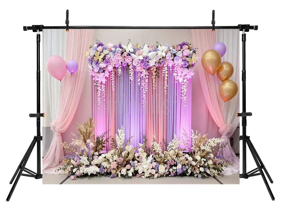 Miniature : Le symbole de l'élégance : toile de fond de studio à fleurs lilas et roses