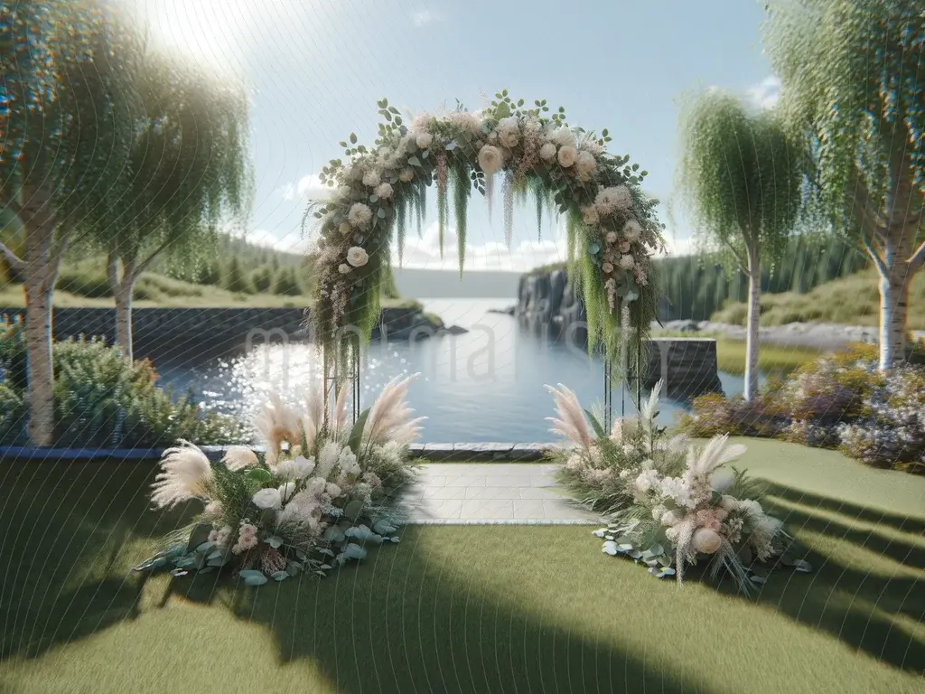 浪漫湖畔花卉背景工作室背景