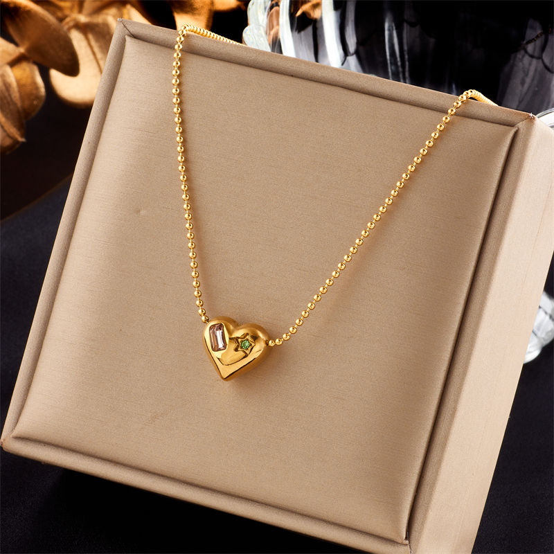 Thumbnail: XIYANIKE 316L Stainless Steel Gold Color Love Heart Necklaces For Women Chokers 