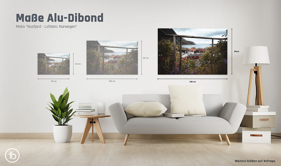 Miniaturbild: Alu-Dibond quer | Nusfjord - Lofoten, Norwegen