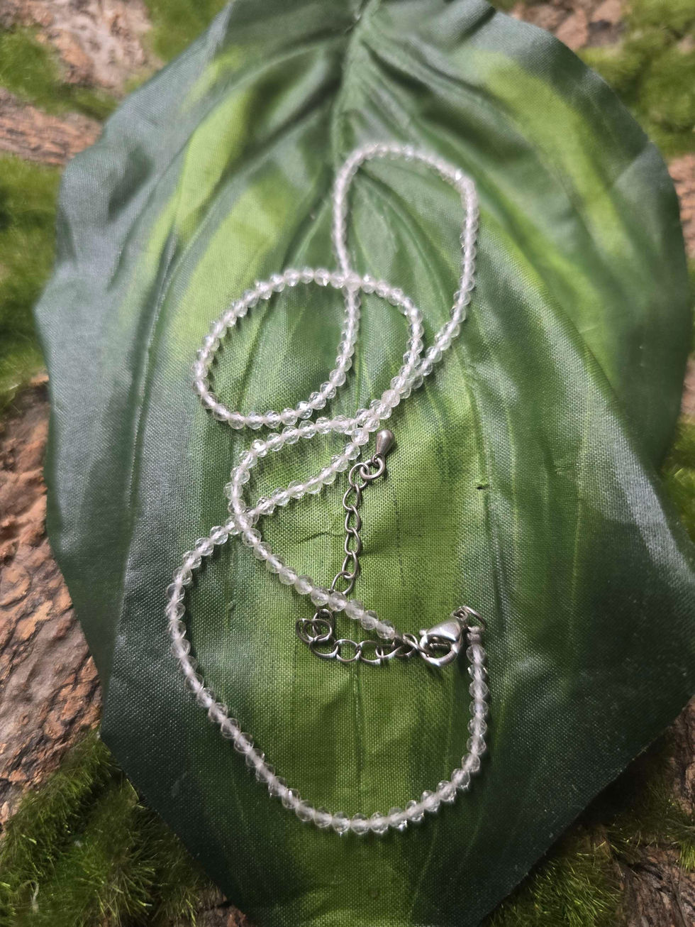 Clear Quartz Gem Beaded Necklace Rock Collage