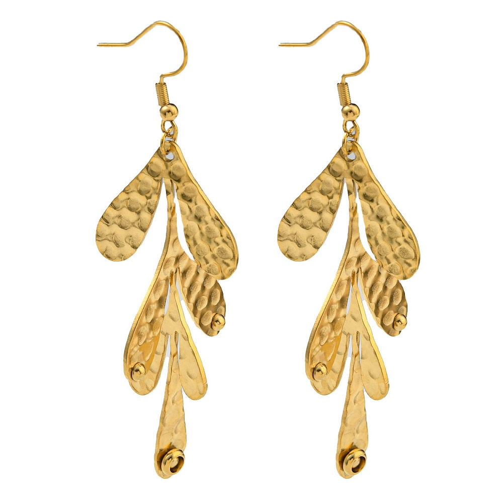 Drop Leaf 18k Gold Plated Earring