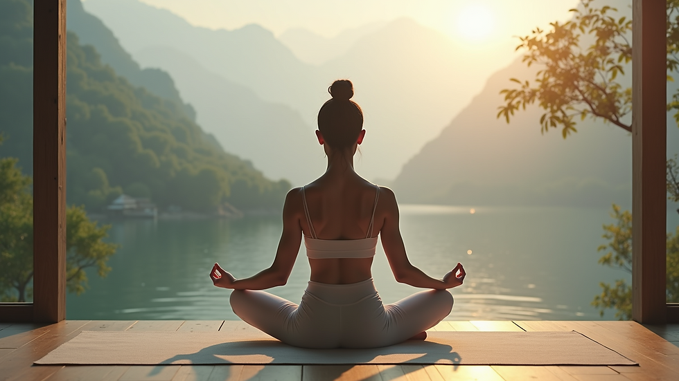 Close-up view of a person practicing Yin Yoga in a tranquil environment