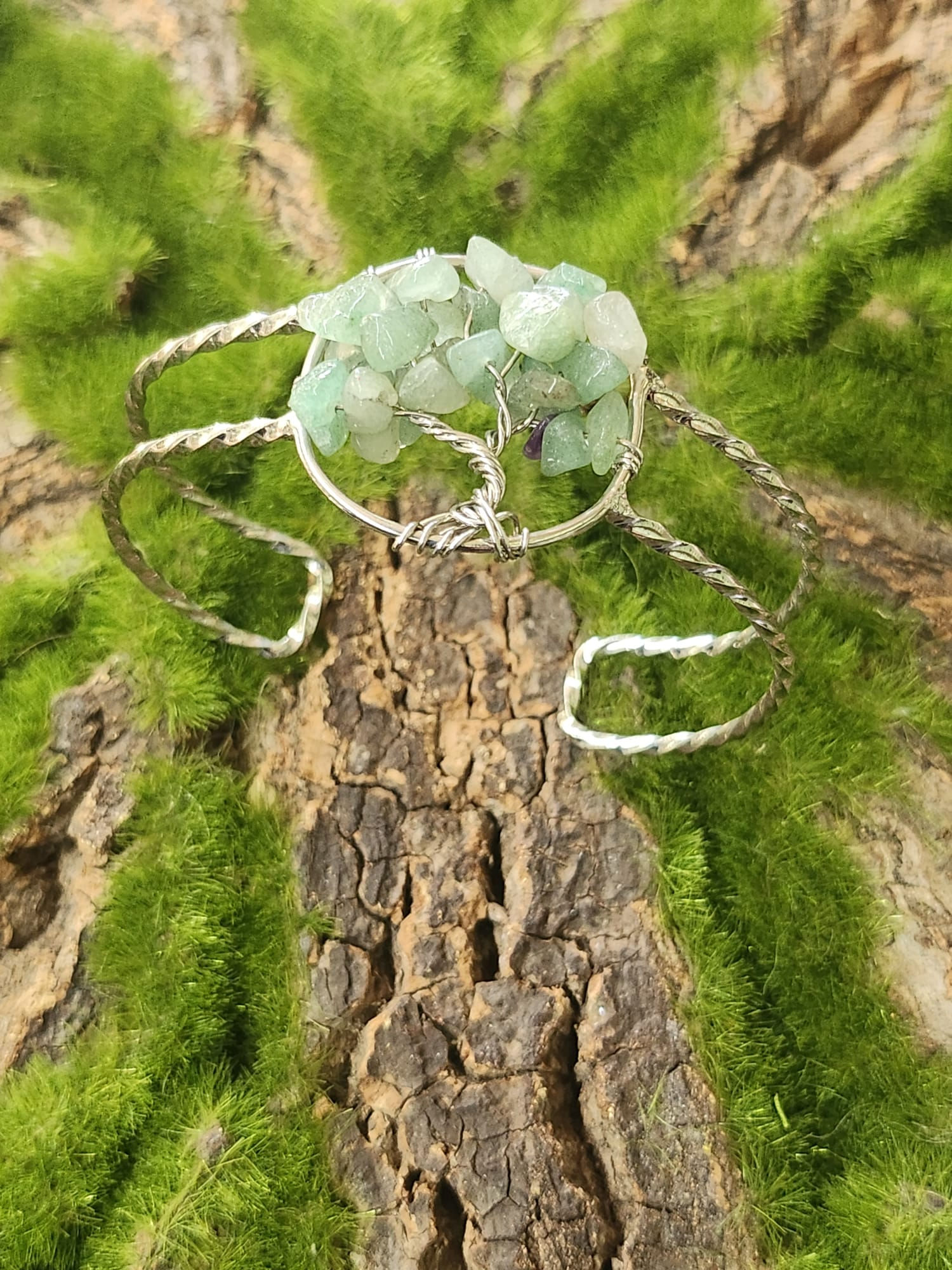 Silver Crystal Tree Of Life Bangle