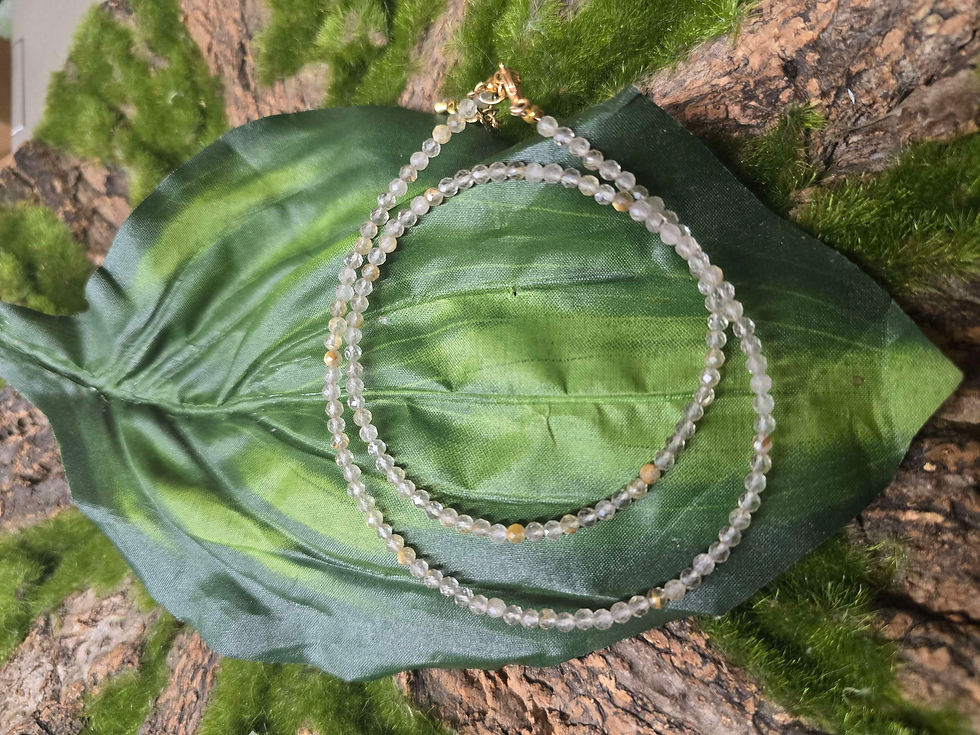 Rutilated Quartz Gem Beaded Necklace Rock Collage