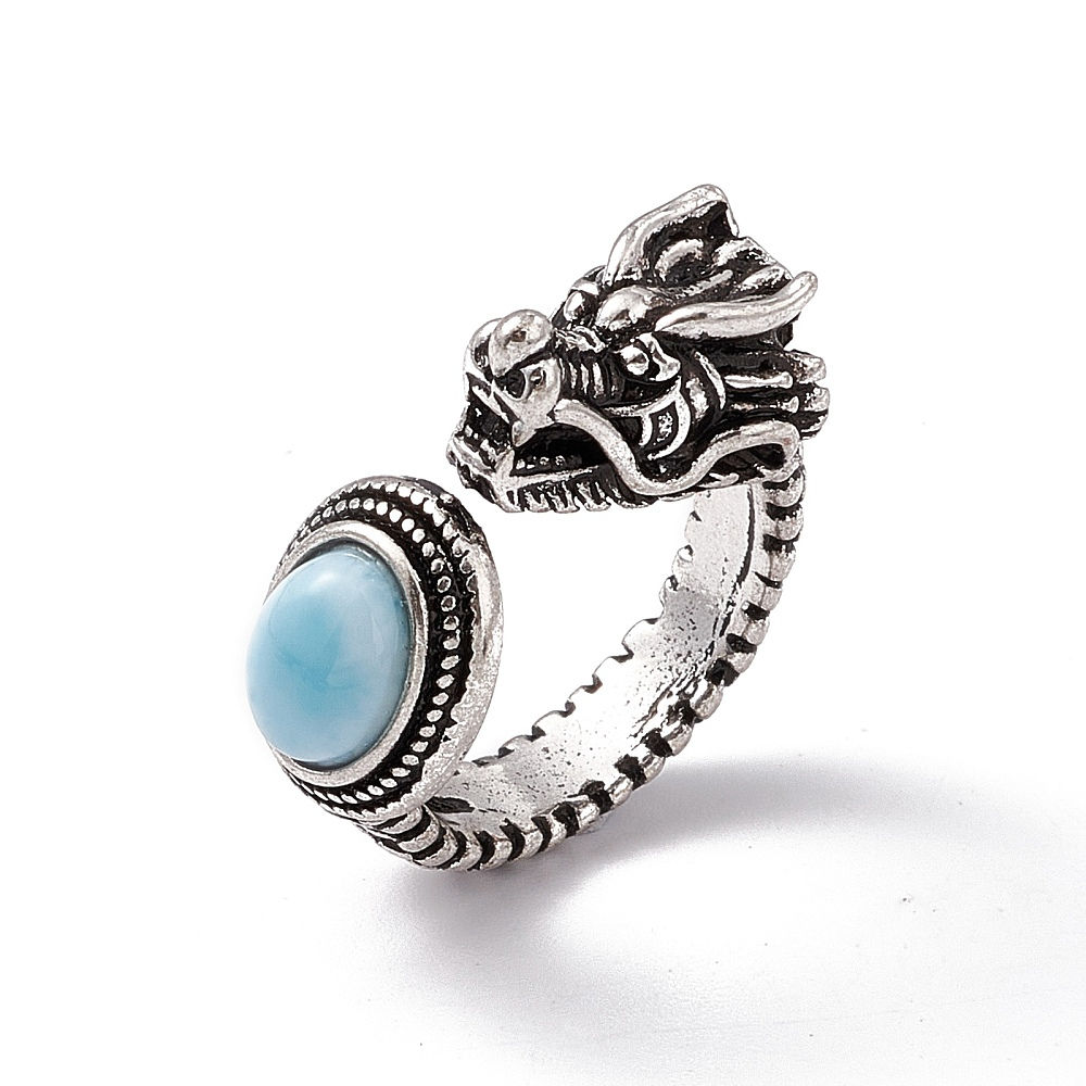 Dragon Head Larimar Ring
