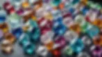 Eye-level view of assorted crystals on a soft surface