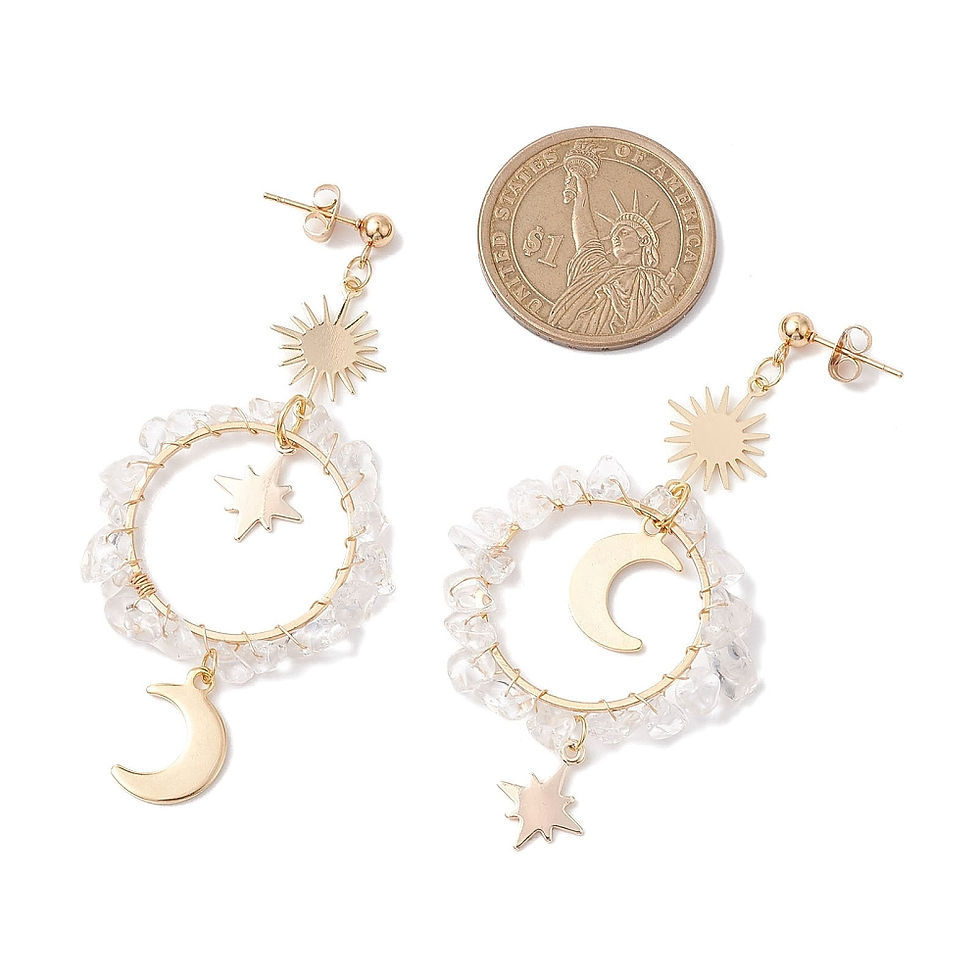 Miniature : Vintage Moon Star Clear Quartz  Earrings