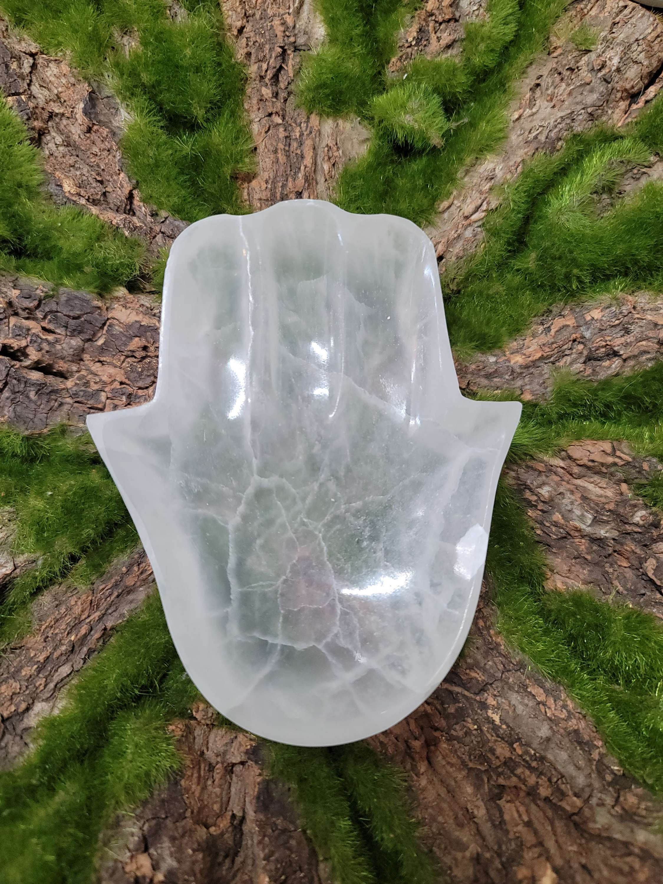 Selenite Hamsa Plate