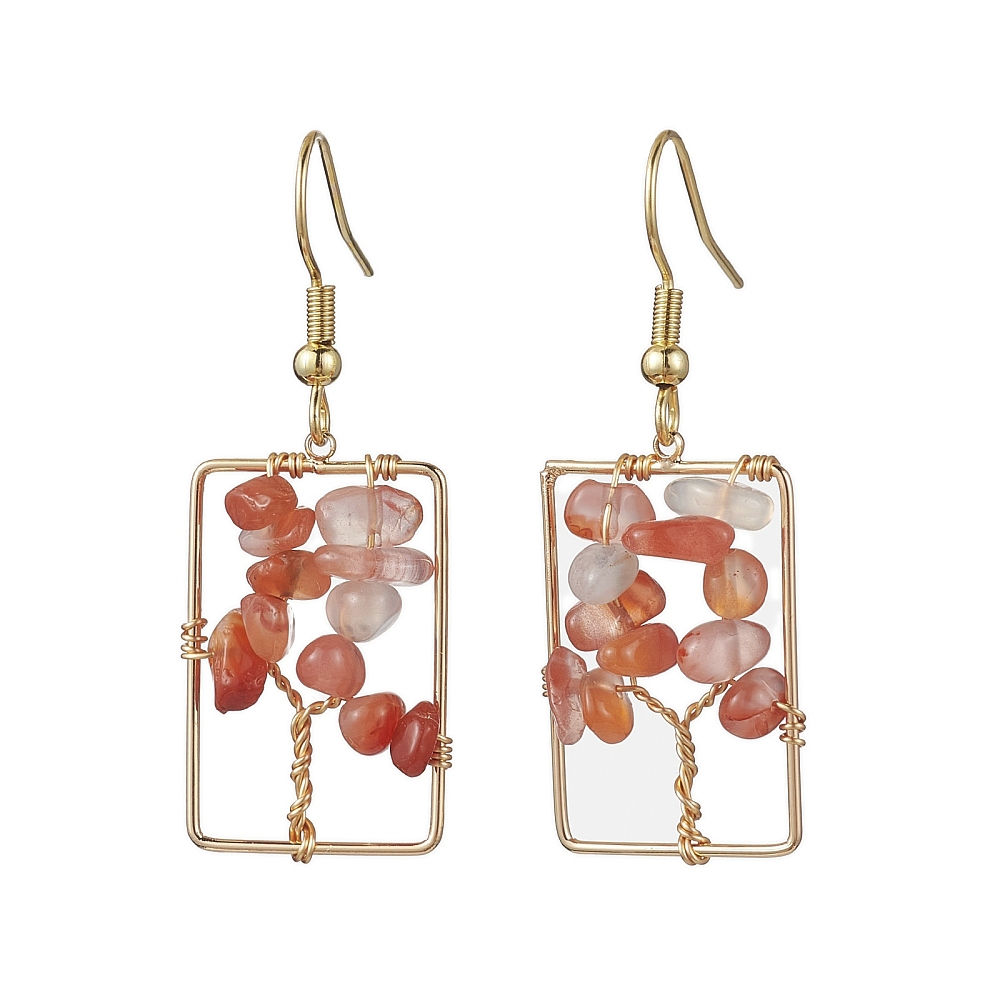 Red Agate Tree of Life Earrings